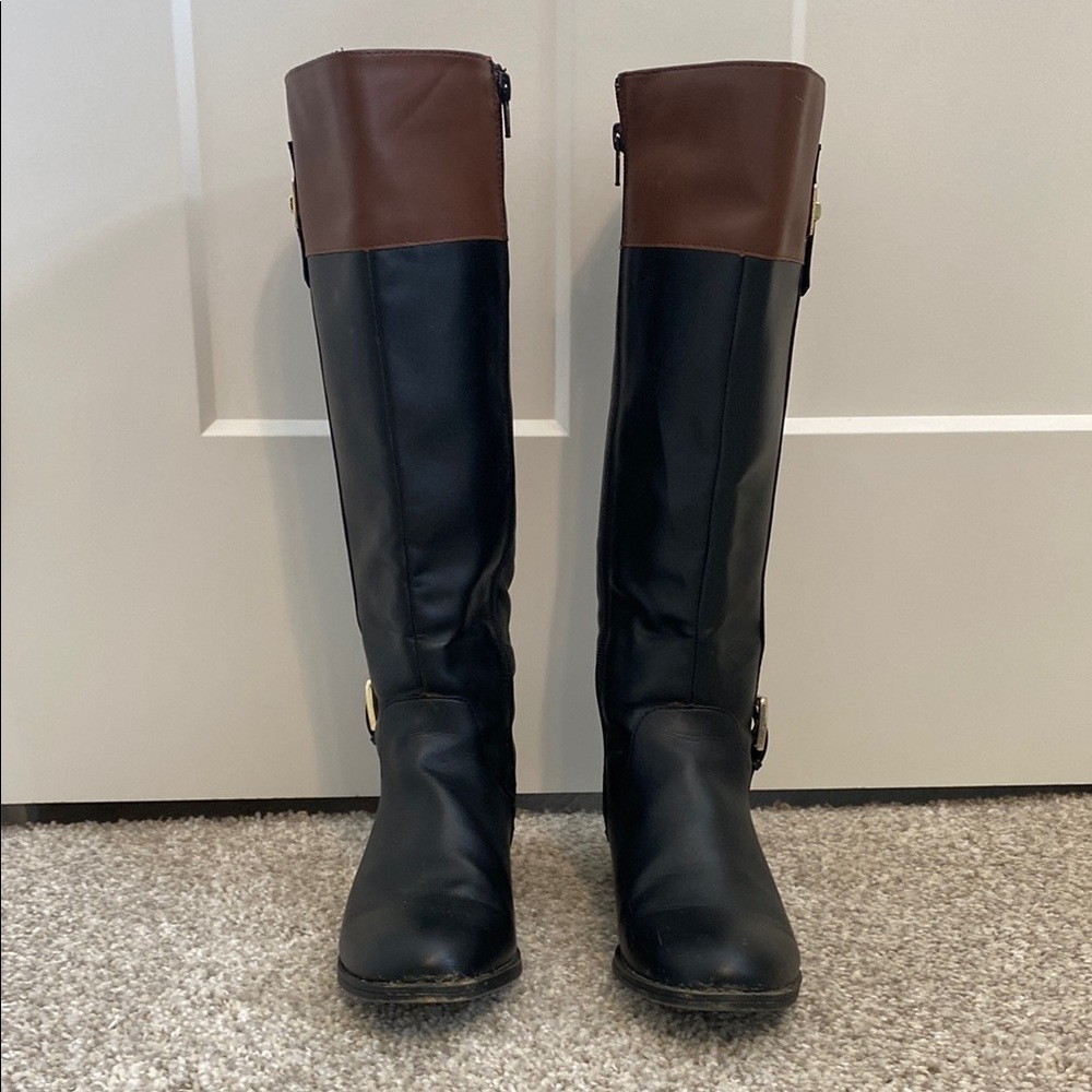 Karen Scott Knee High Black and Brown Boots